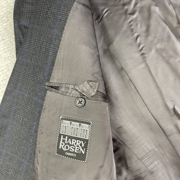 J.P. Tilford Samuelsohn x Harry Rosen Gray/Blue gingham Sport Blazer Jacket 46R - Picture 9 of 16